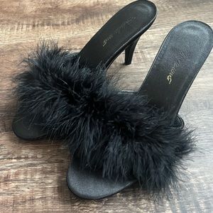 Pleasers Fabulicious Faux Fur Black Kitten Heels AMOUR-03